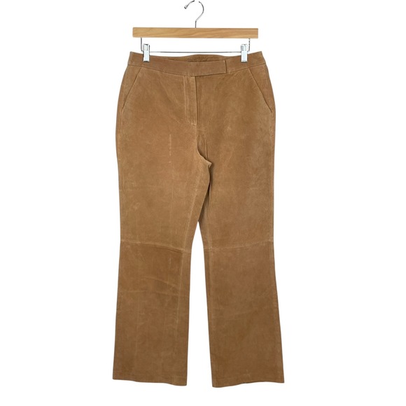 Chadwick's Pants - Vintage Womens Camel Tan Suede Leather Pants Size 10 Quiet Luxury Straight Leg